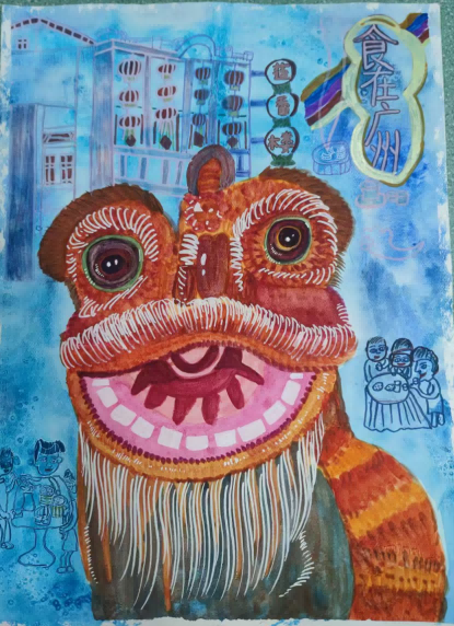 洪桥街工疗站学员邝炜文的作品《醒狮》